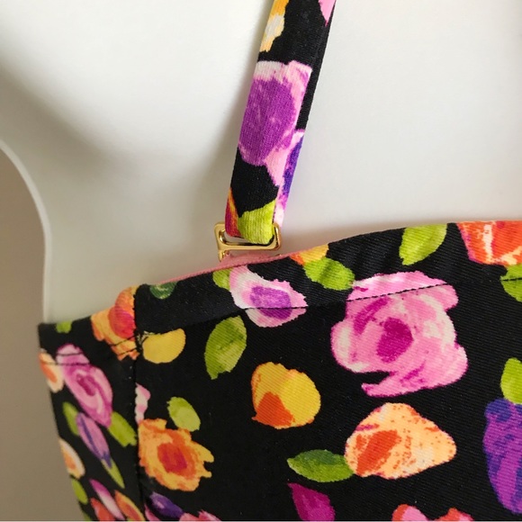 Anne Cole Women’s Floral Shirred Bandeau One-Piece Halter Strap Swimsuit Size 8 - Picture 4 of 13